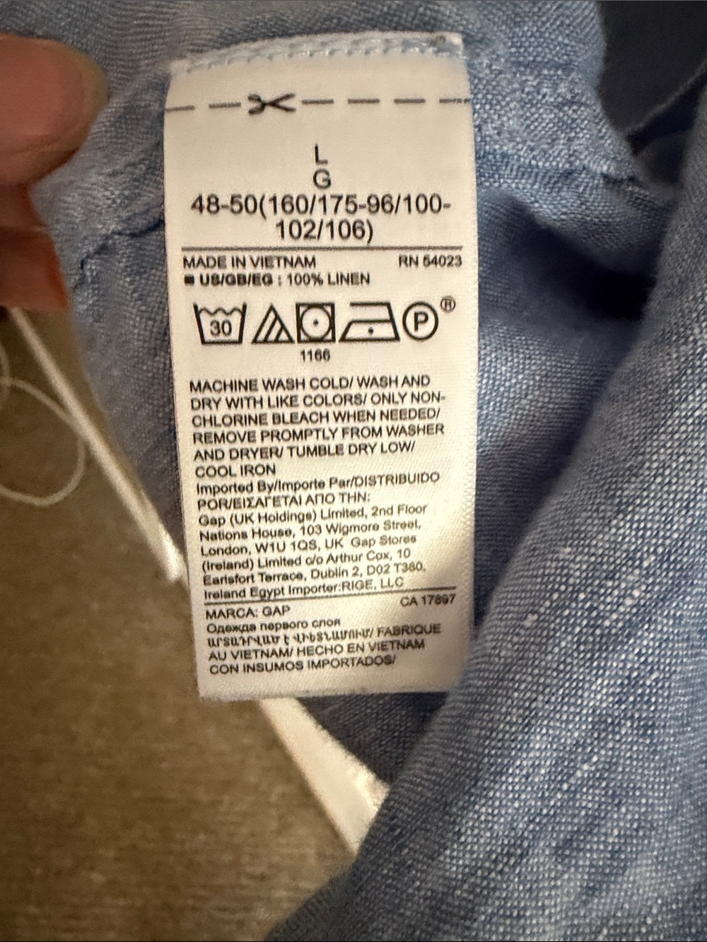 GAP Light Blue Linen Button-Down Shirt - Picture 3 of 4